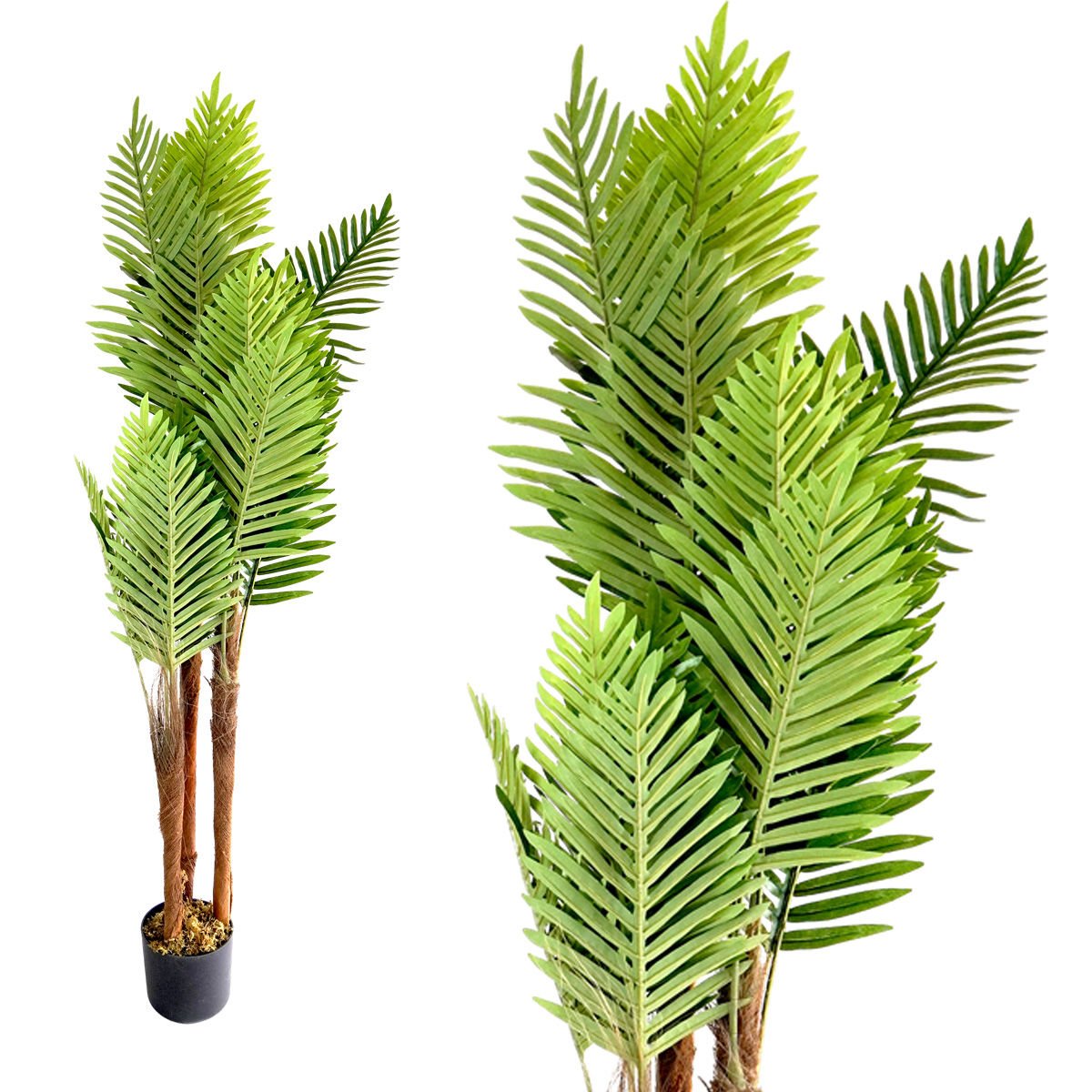 Planta artificial con maceta palmera 3 troncos, 141 cm