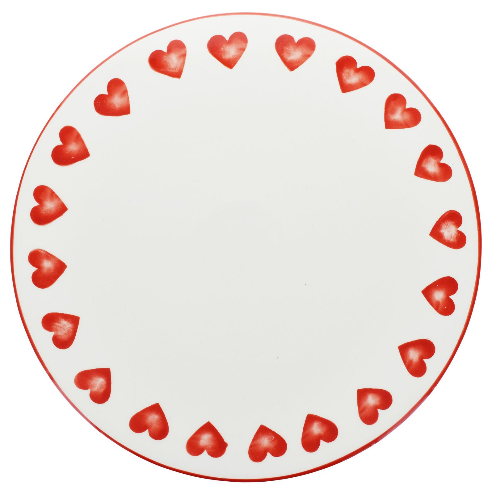 Plato con pie de cerámica para torta diseño corazones, 28 × 10 cm
