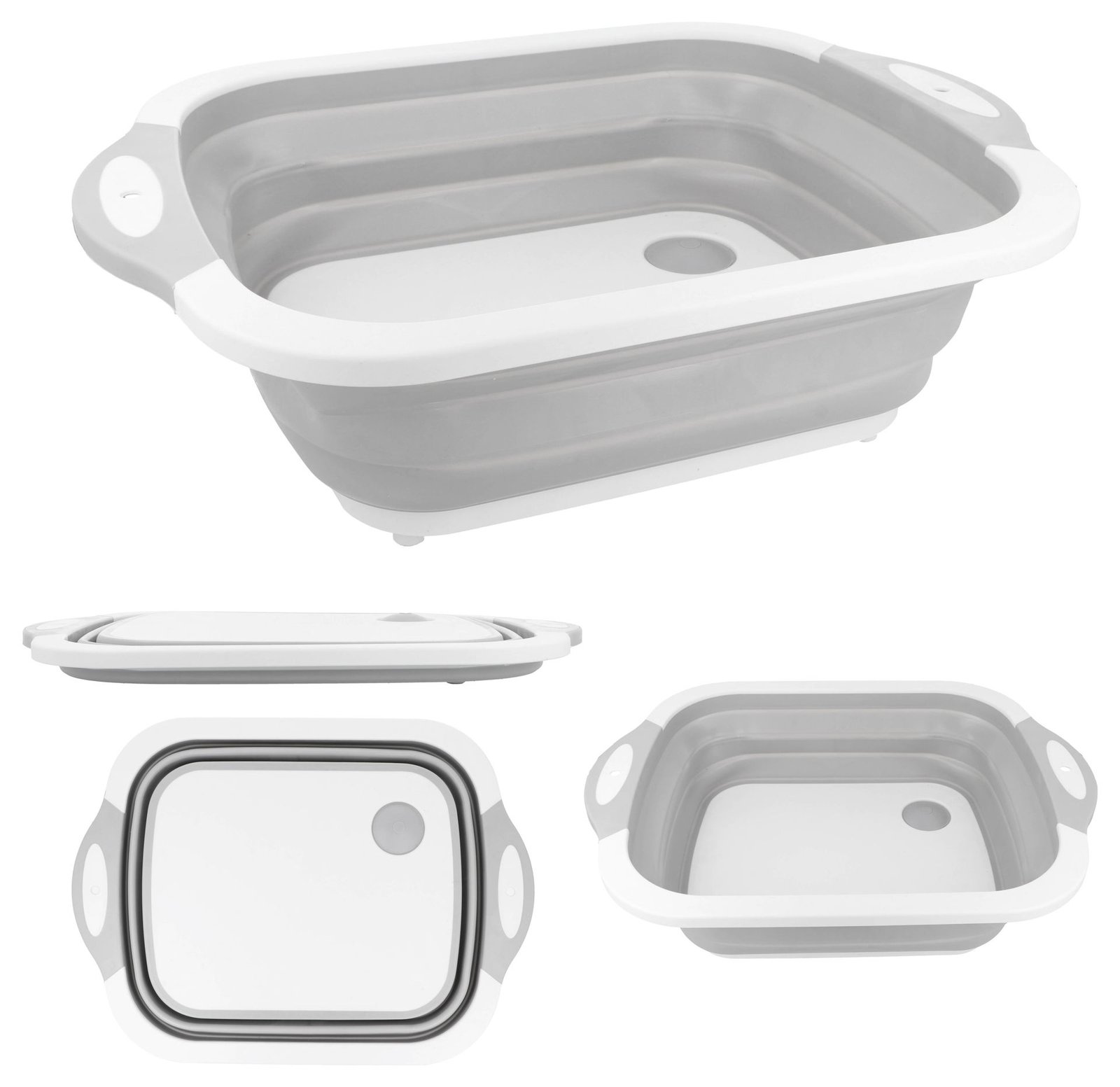 Bowl plegable 2 en 1 de plástico y silicona con tabla para picar