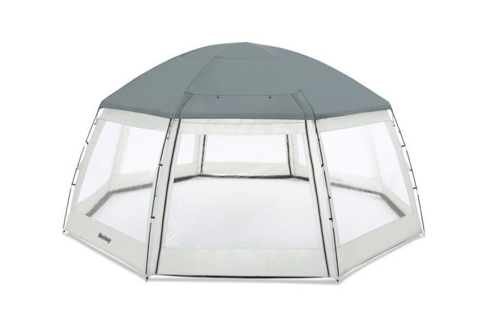 Gazebo Bestway para piscina cúpula redondo con paredes 16 estacas, 600 × 600 cm