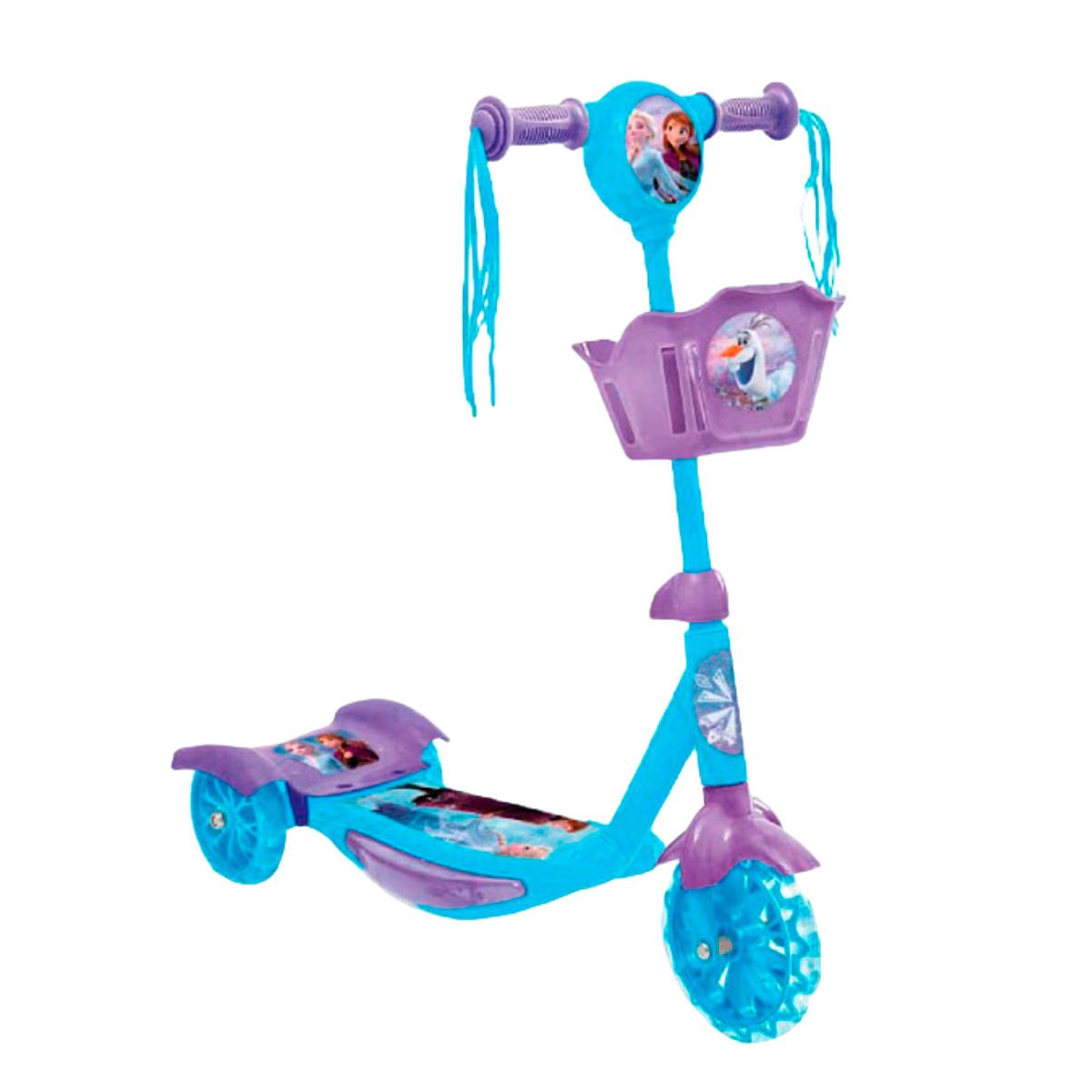 Triciclo frozen con canasto luz y sonido scooter, 61 × 60 cm
