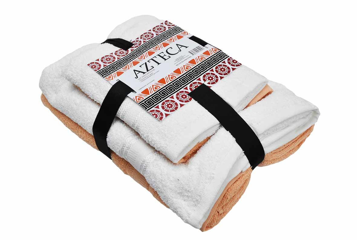 Toalla azteca set de 4 piezas 2 baño y 2 mano de algodón diferentes color, 70 × 140 cm
