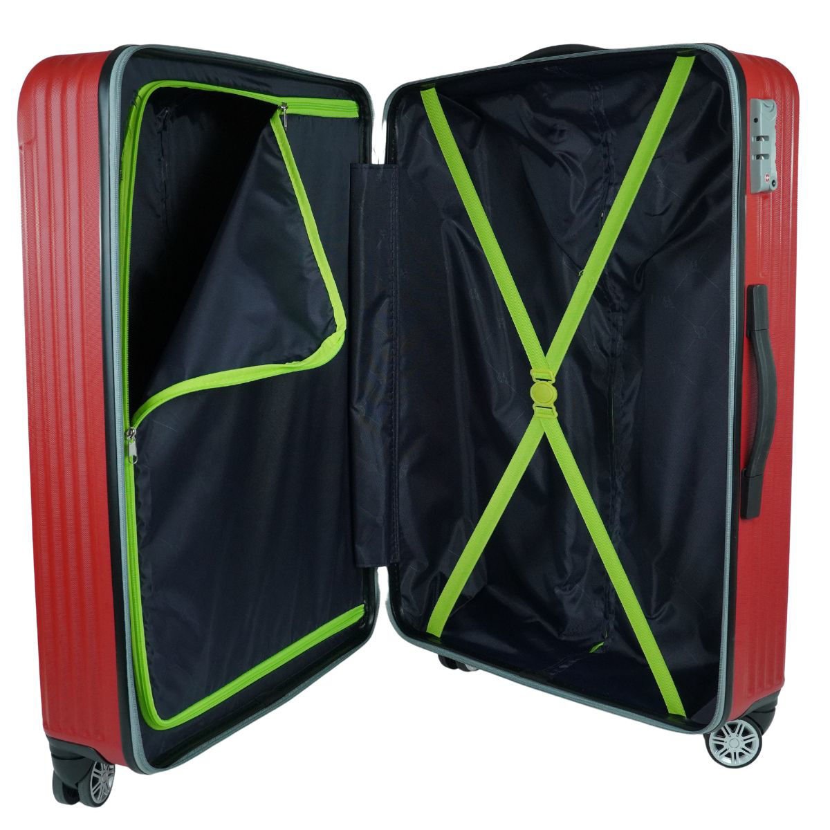 Valija rígida set de 3 piezas 8 ruedas candado ABS red