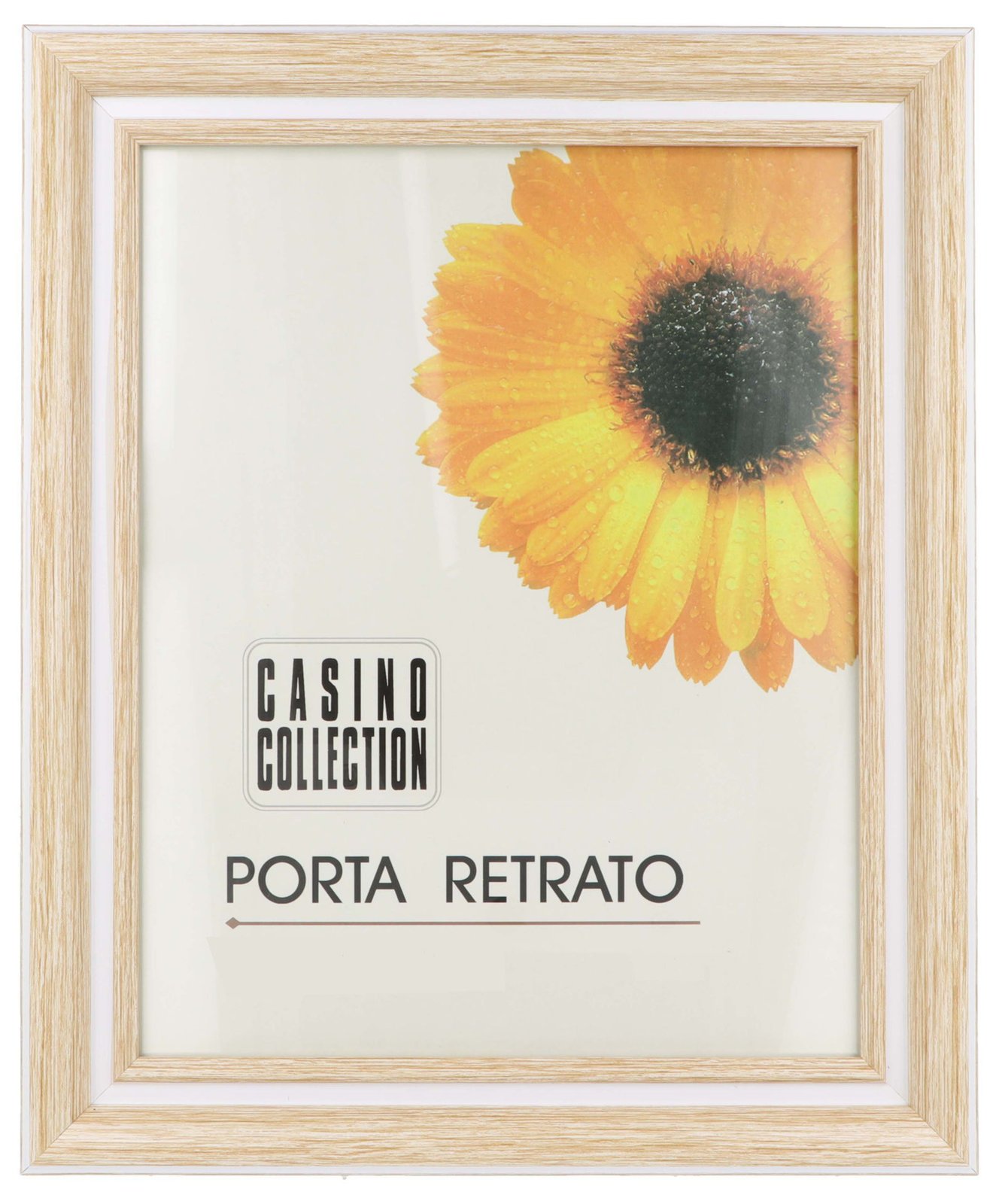 Portarretrato de madera natural doble borde blanco para foto, 15 × 20 cm