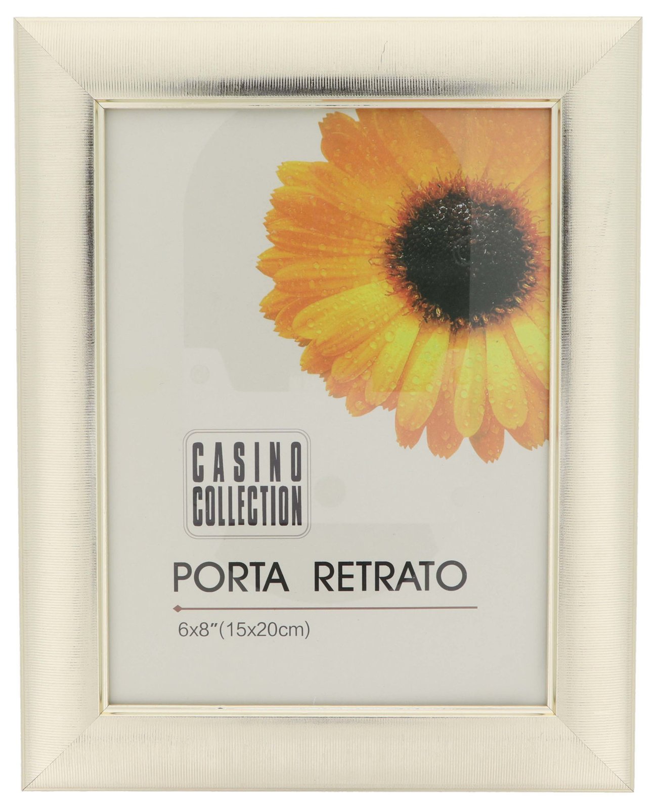 Portarretrato de plástico con marco ancho dorado, 25,5 × 20 cm