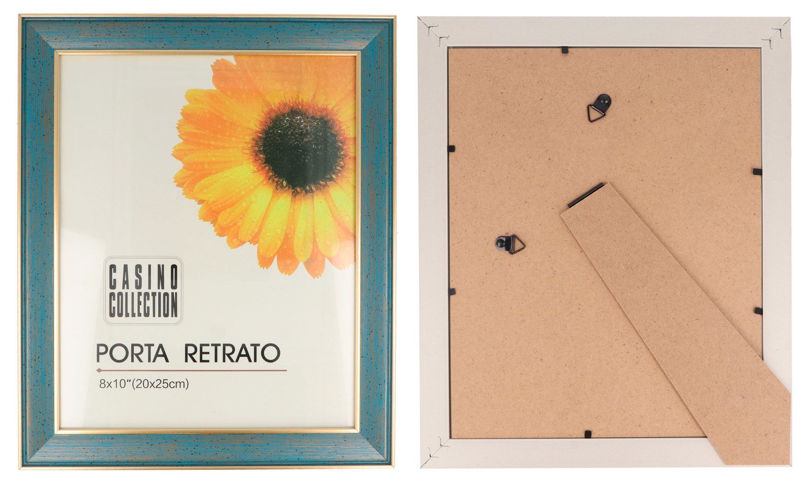 Portarretrato de plástico color con dorado para foto, 29,5 × 24,5 cm