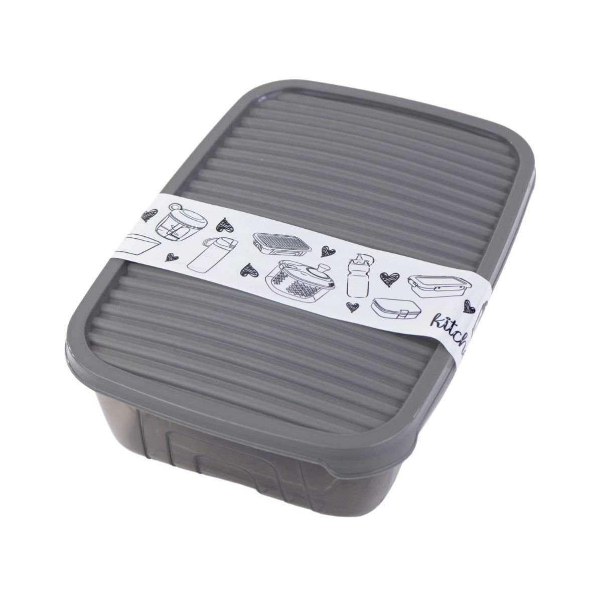 Recipiente Herevin plástico gris, 600 ml, 3 piezas