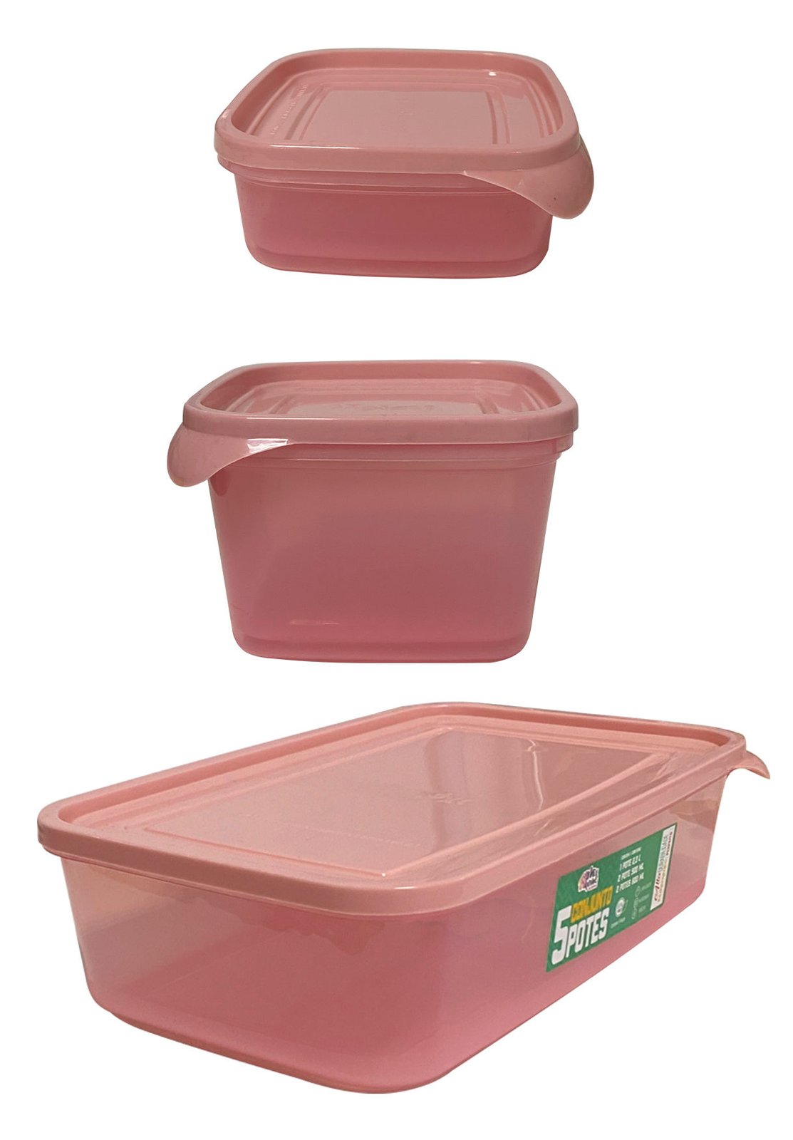 Recipiente xplast set de 5 piezas de plástico con tapa
