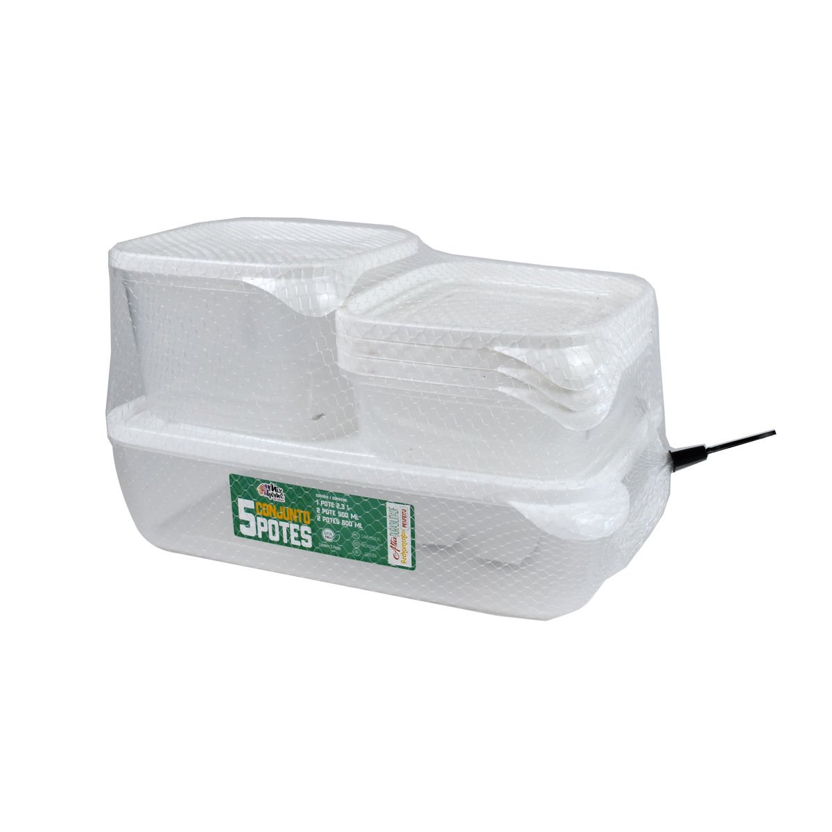 Recipiente xplast set de 5 piezas de plástico con tapa