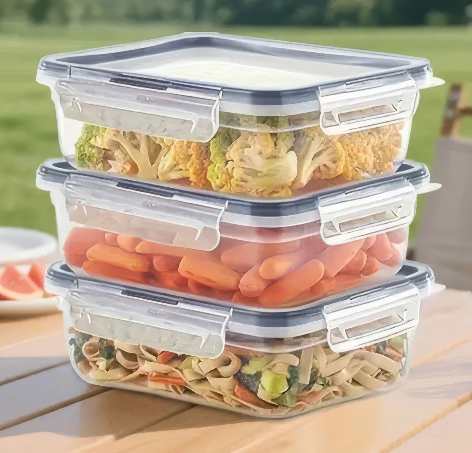 Recipiente hermetico set de 3 piezas cuadr//rect, 650 ml