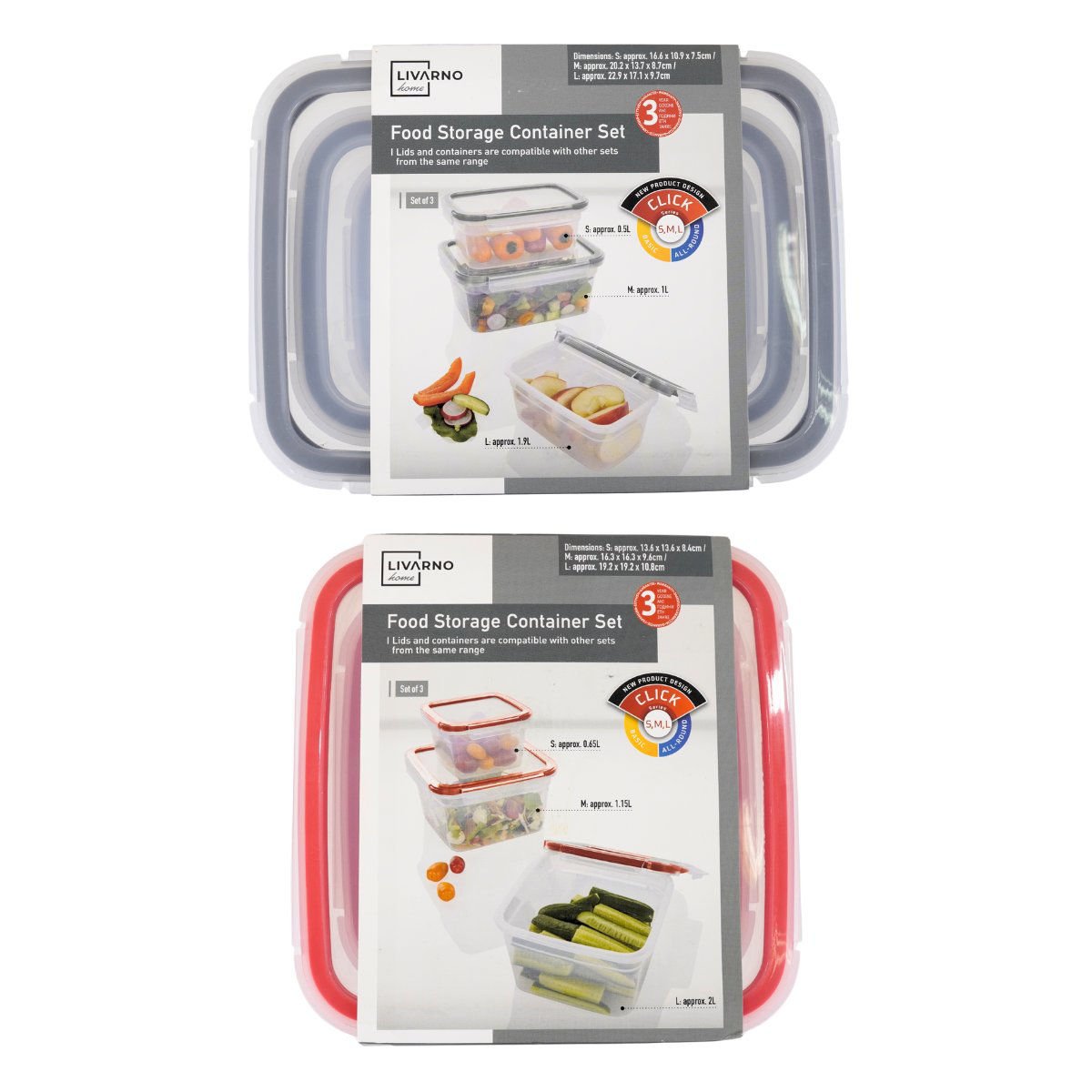 Recipiente hermetico set de 3 piezas cuadr//rect, 650 ml