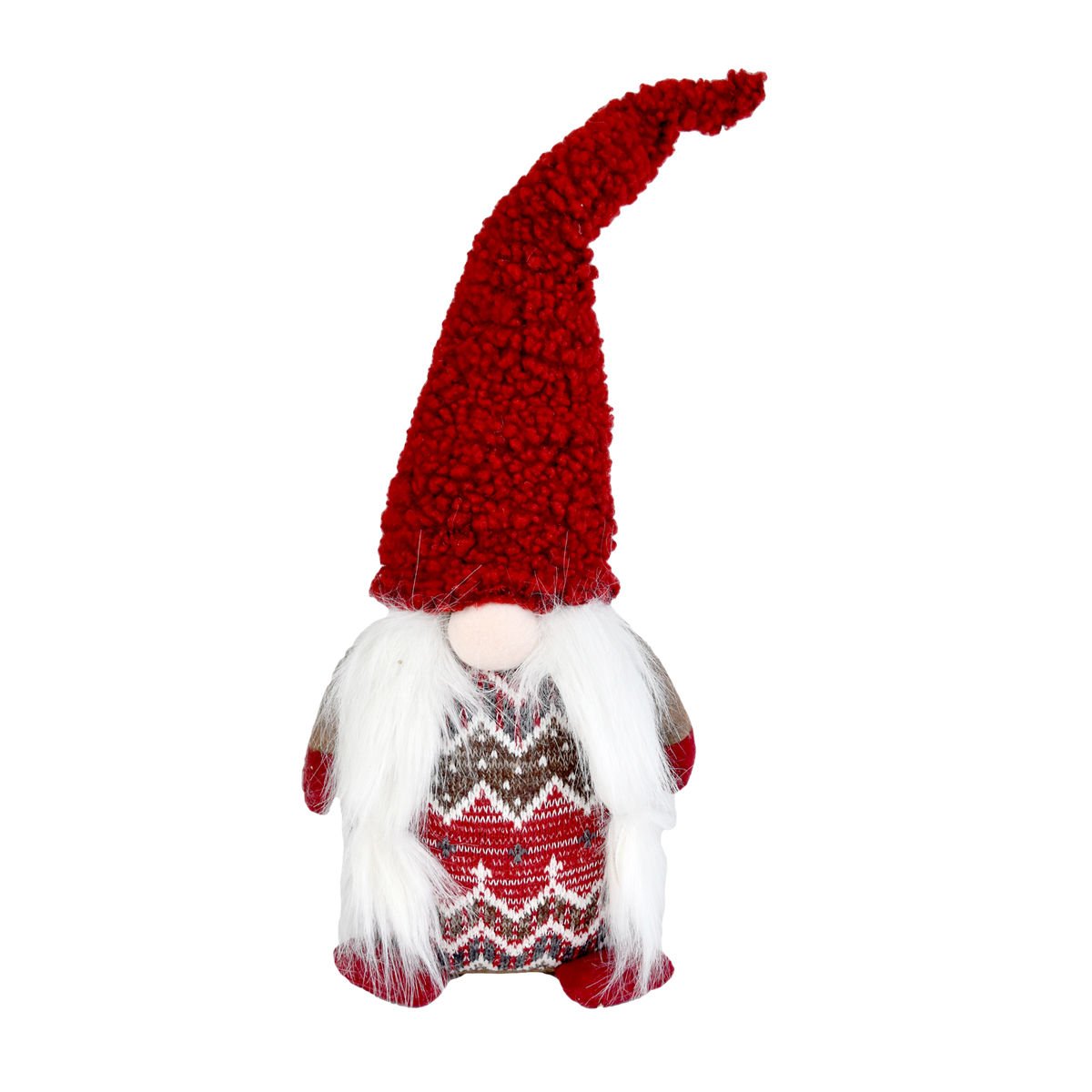 Duende navideño de tela bariloche rojo base, 15 × 8 cm