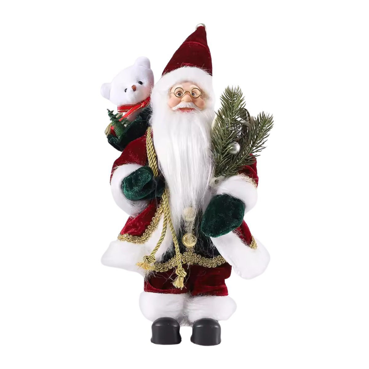 Santa de tela con bolsa regalos, 31 cm