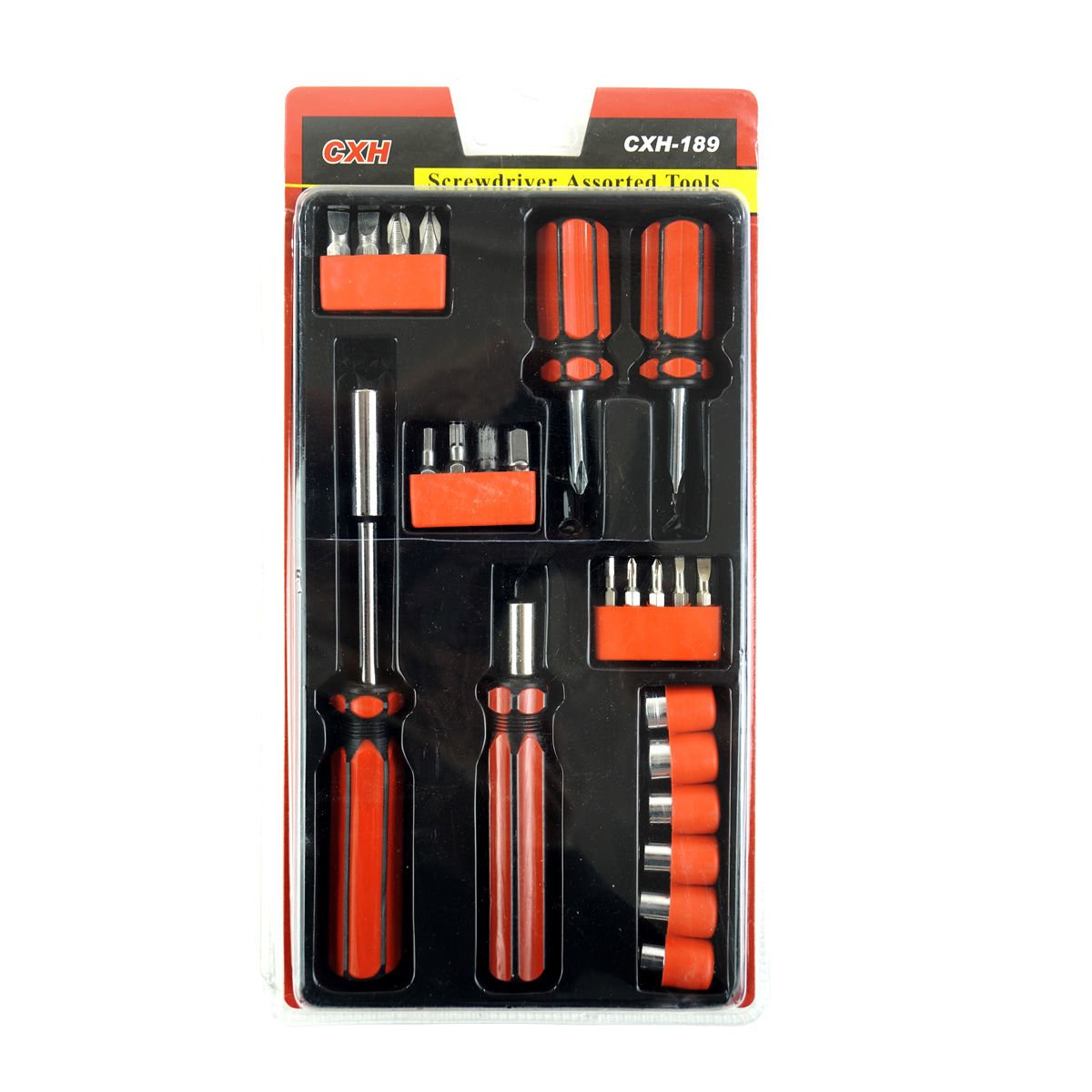 Set de herramientas con destornilladores, dados y llave, 23 piezas