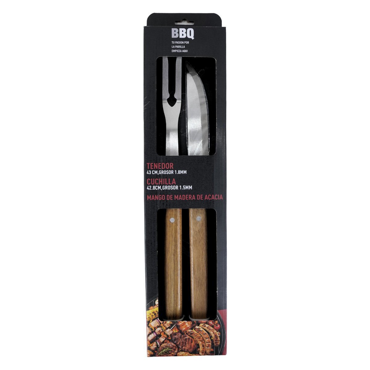 Set de parrillero BBQ mango de madera, 2 piezas