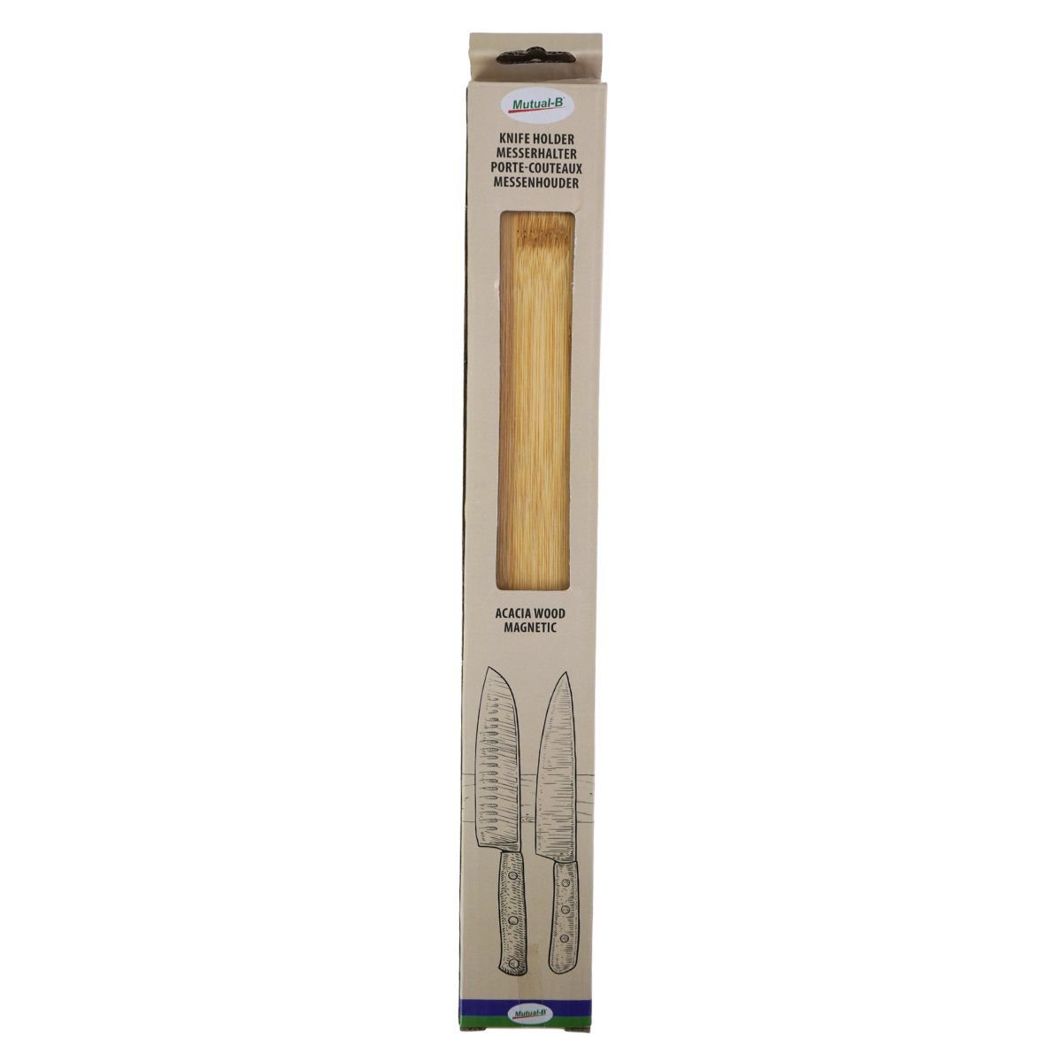 Soporte magnético para cuchillos bamboo con adhesivo para la pared, 38 × 5 cm