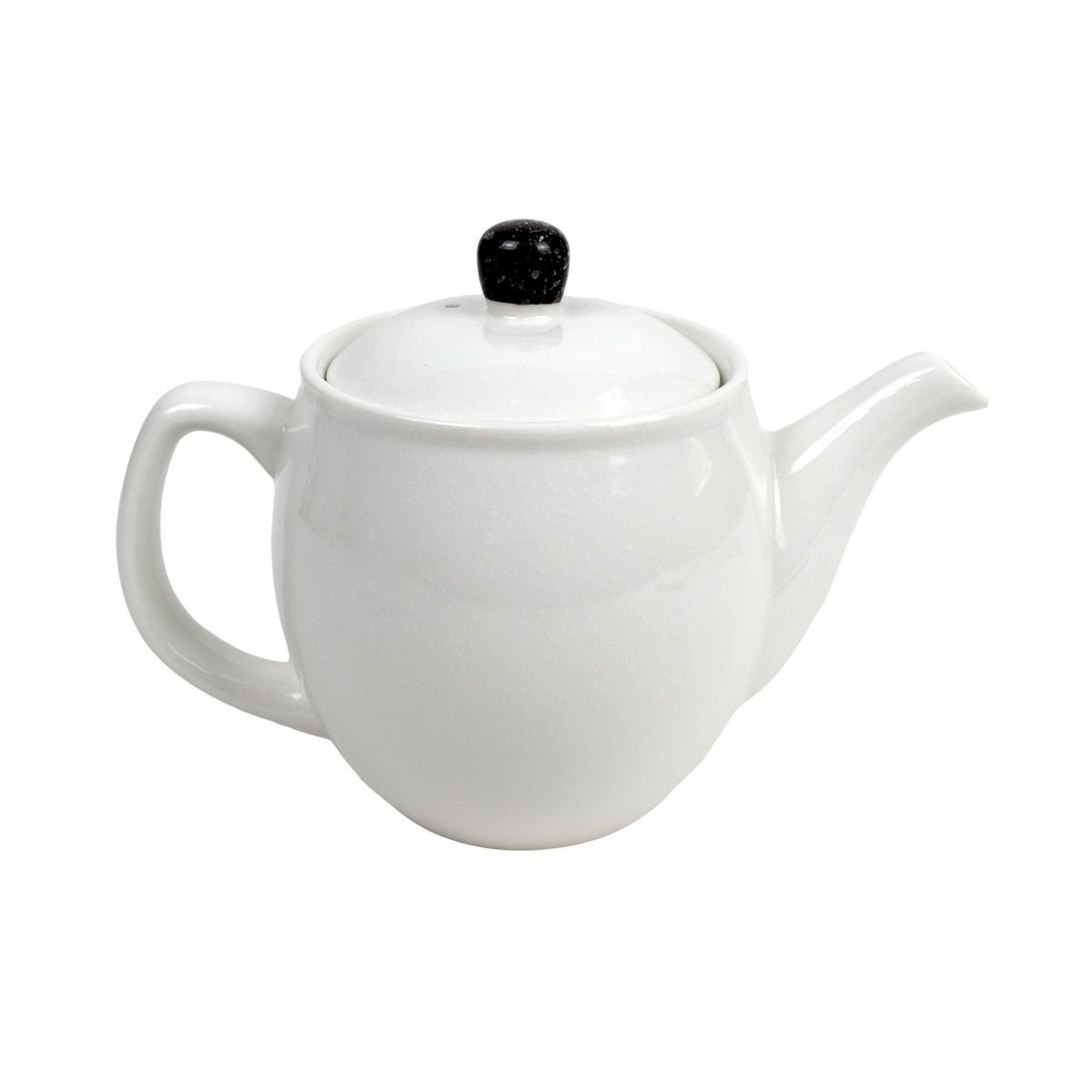 Tetera de cerámica blanca lisa tapa blanco con negro, 750 ml