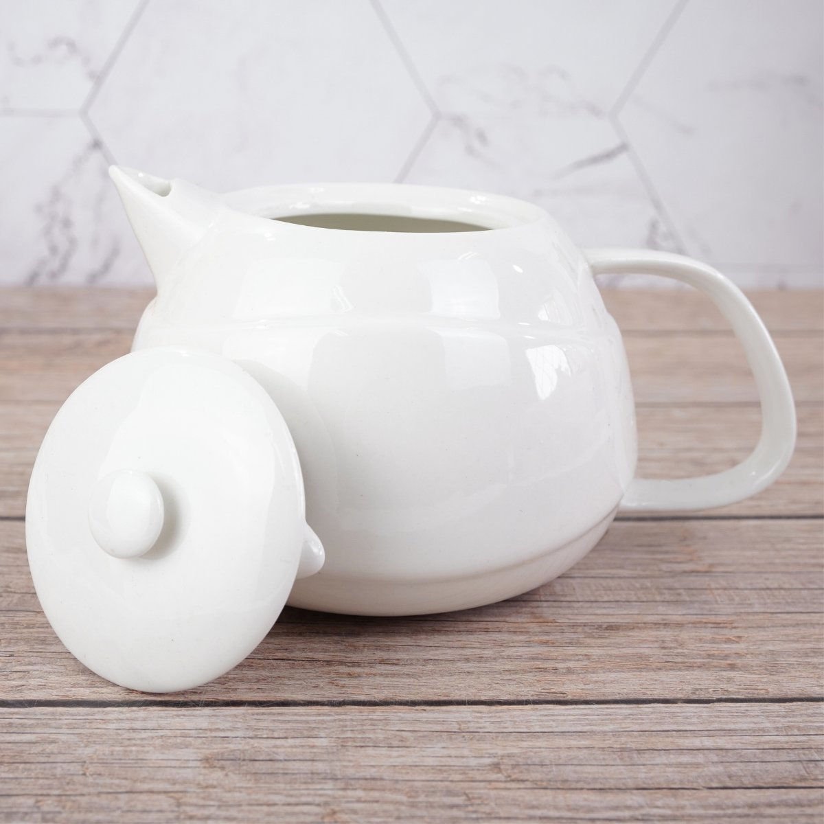 Tetera de cerámica blanca lisa, 600 ml