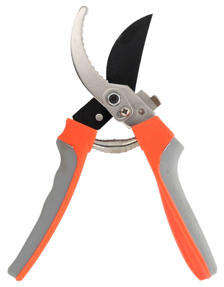 Tijera para podar con mango naranja y gris, 23 × 7 cm