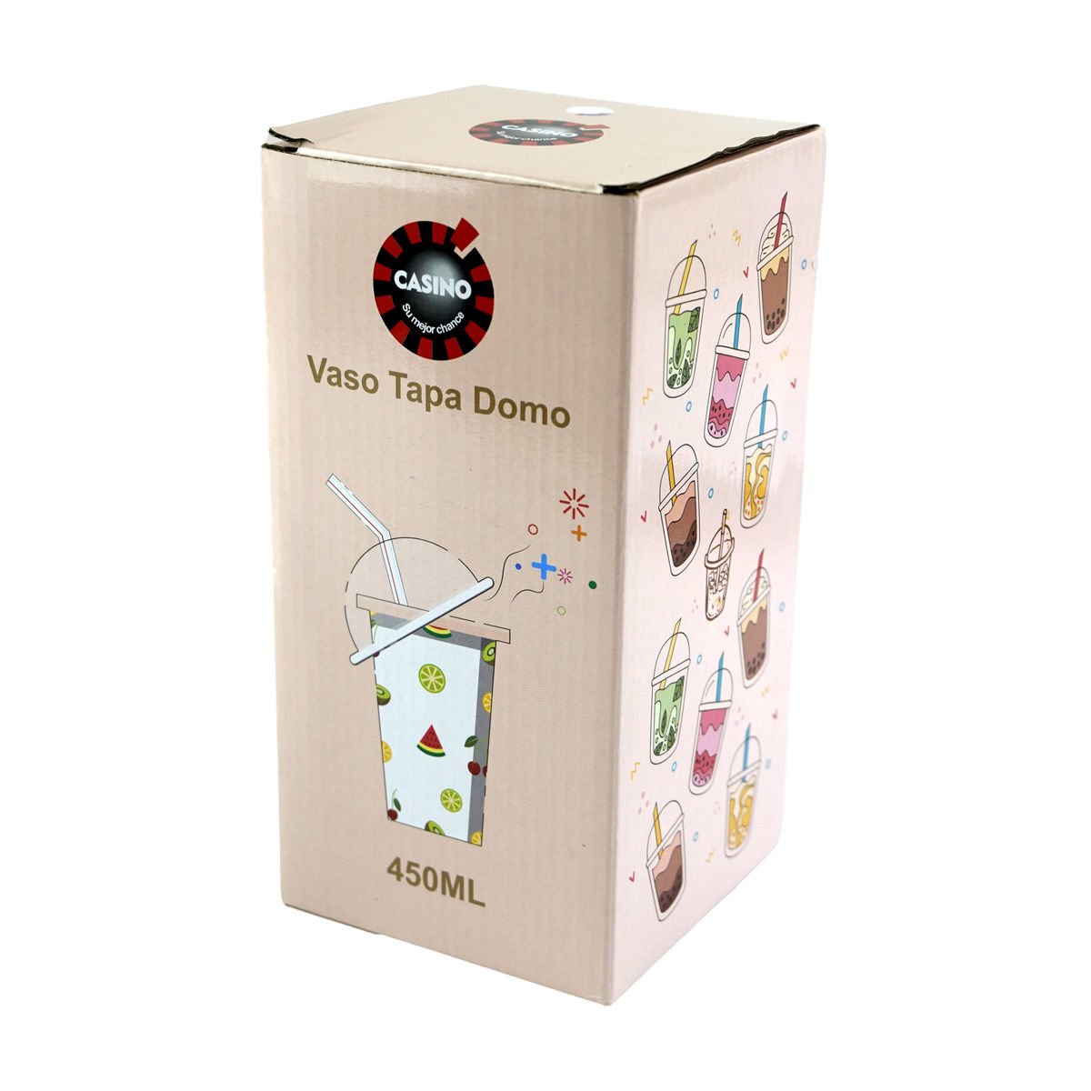 Vaso de acrílico para freezer con sorbito curvo con brillo, 450 ml