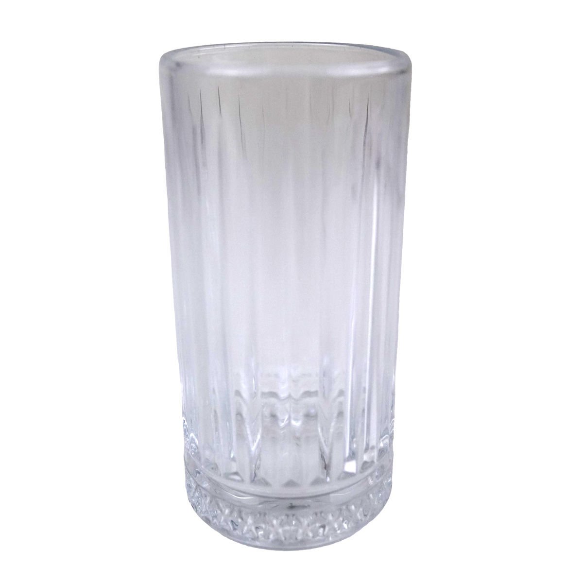 Vaso de vidrio set de 6 piezas alto labrado vertical base labrada, 267 ml