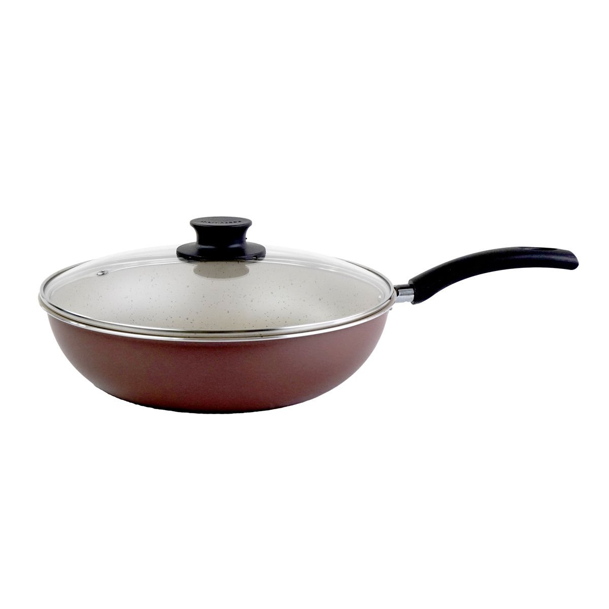 Wok antiadherente con tapa beige/terracota martinazzo 47028V/48, 28 cm