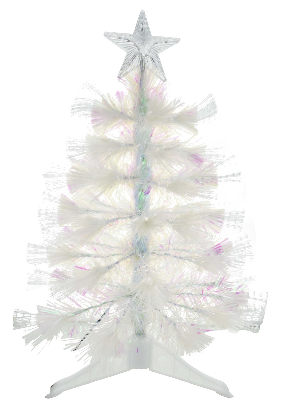 Árbol LED blanco fibra óptica multicolor puntero estrella, 60 cm
