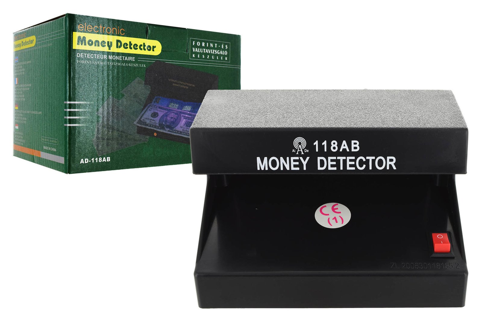 Detector de billetes, 16,5 × 10 × 10 cm