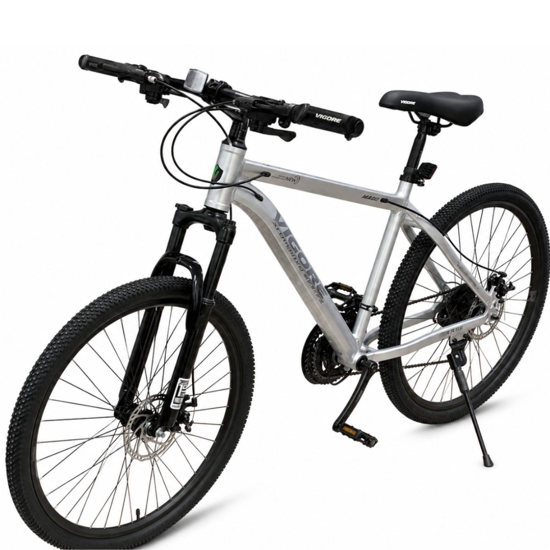 Bicicleta mtb vigore plateada shimano 26" marco de aluminio
