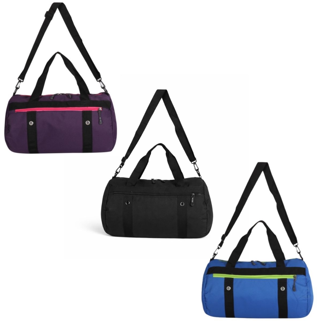 Bolso deportivo azul y violeta o negro, 40 × 25 × 16 cm