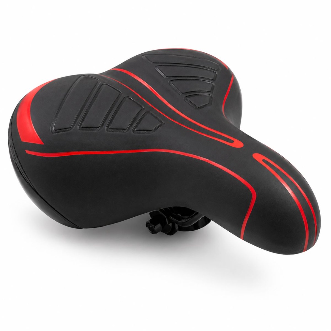 Asiento sillín para bicicleta ergonómico de espuma rojo, 24 × 20 cm