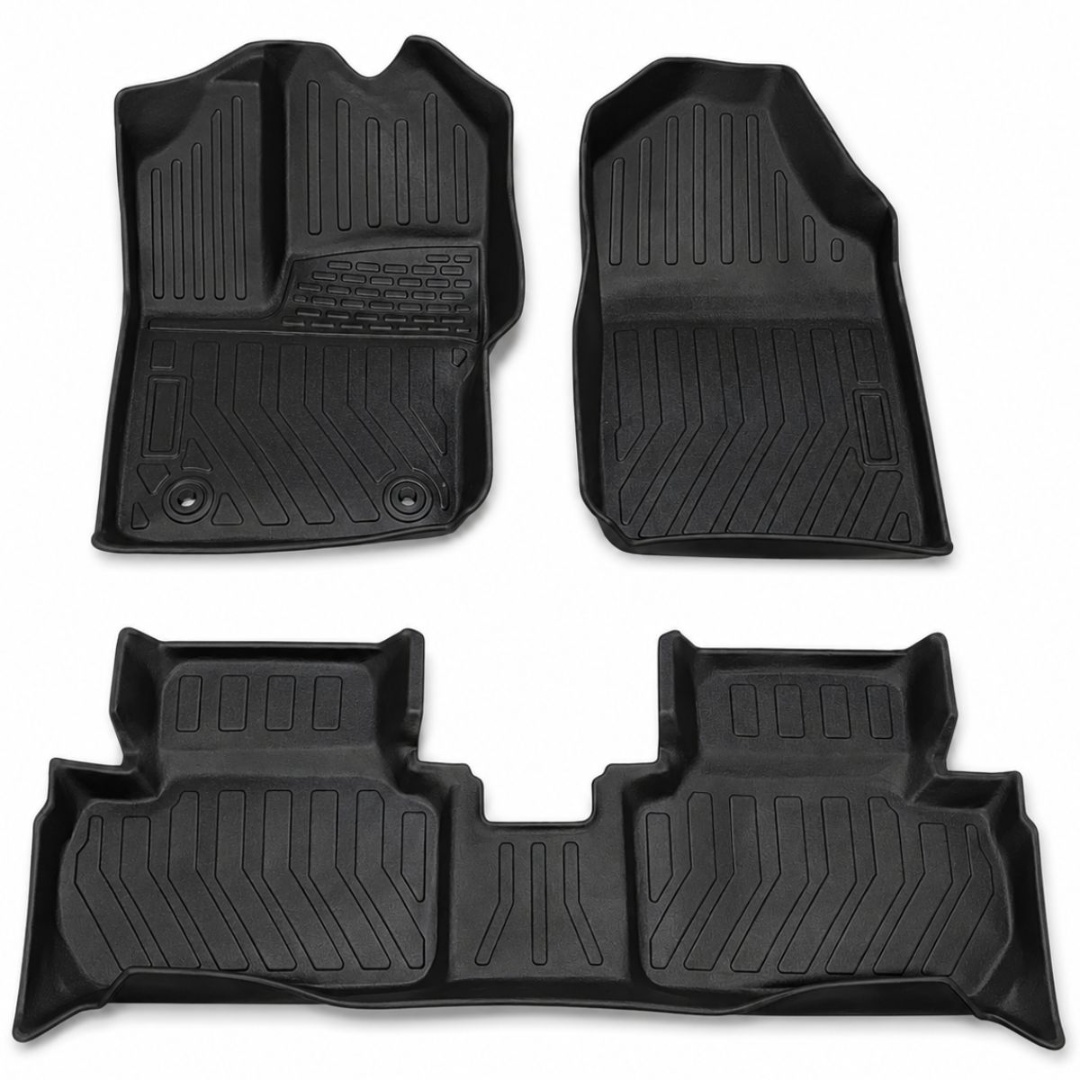 Alfombras bandeja para suelo de autos, set de 3 piezas, espesor 3 mm
