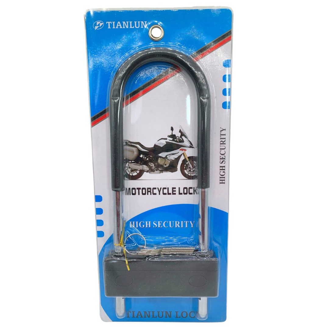 Candado tipo U de acero endurecido para motos, 34 × 12 cm