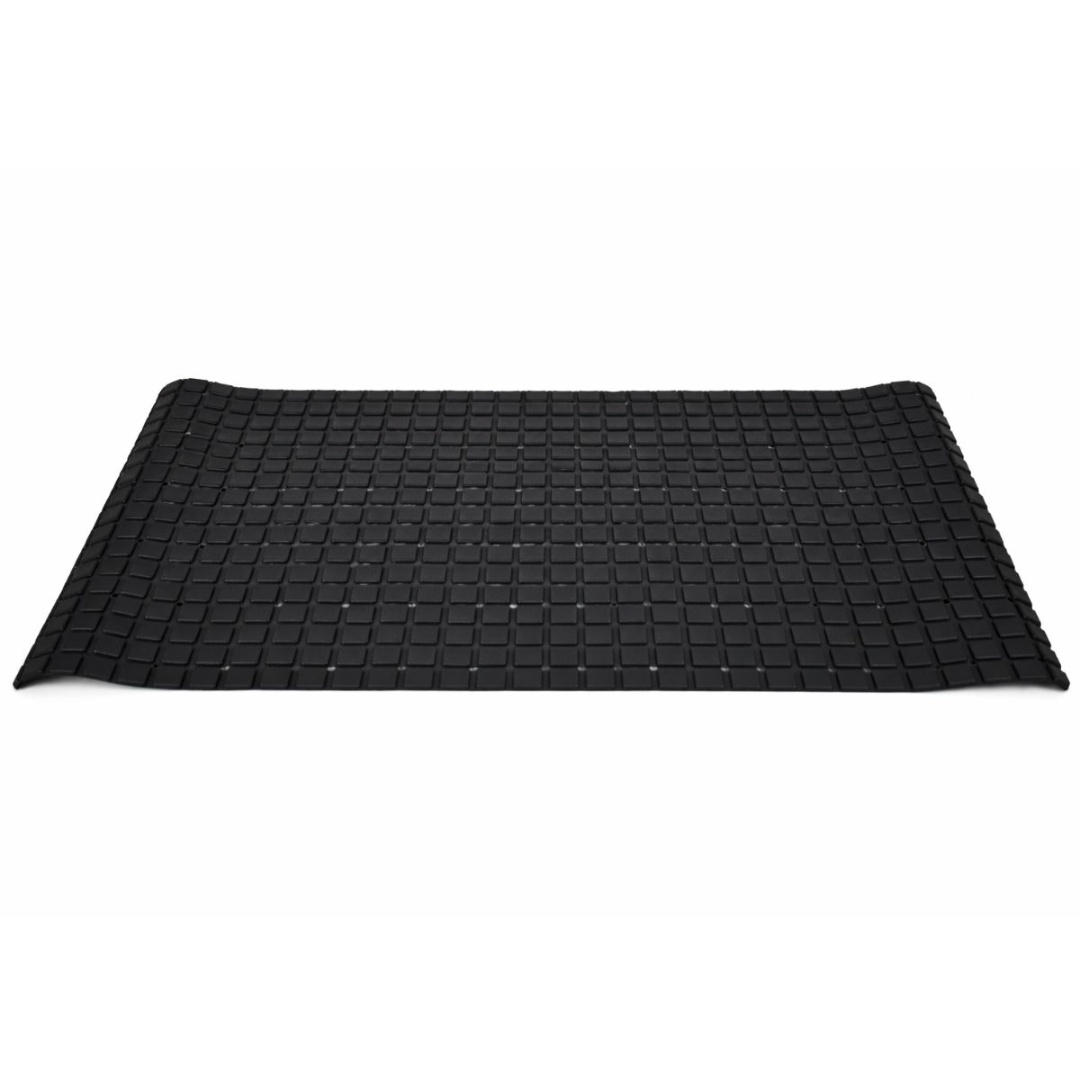 Alfombra de goma antideslizante para baño negra, 37 × 67 cm