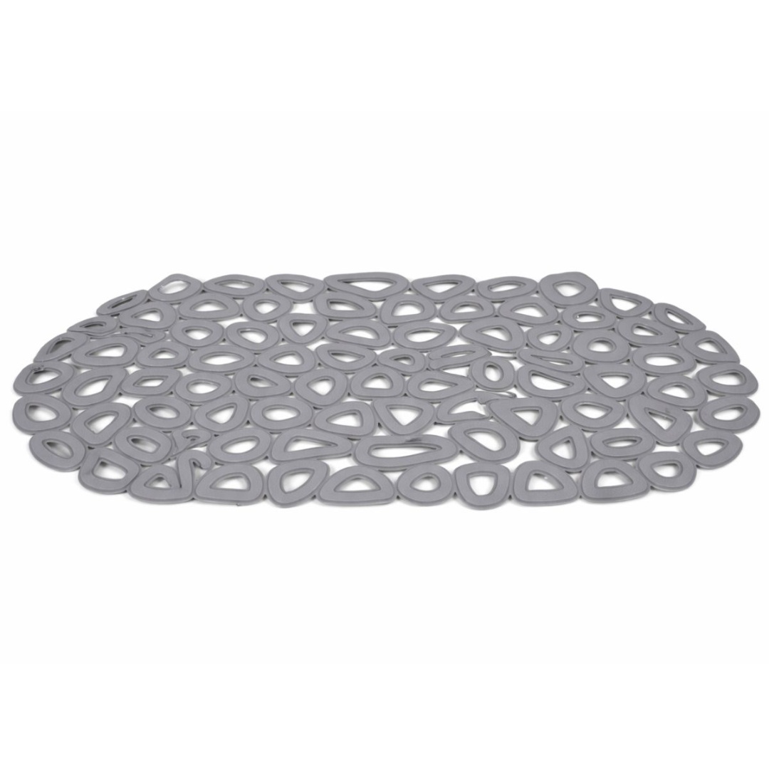 Alfombra de goma antideslizante para baño gris, 34 × 64 cm