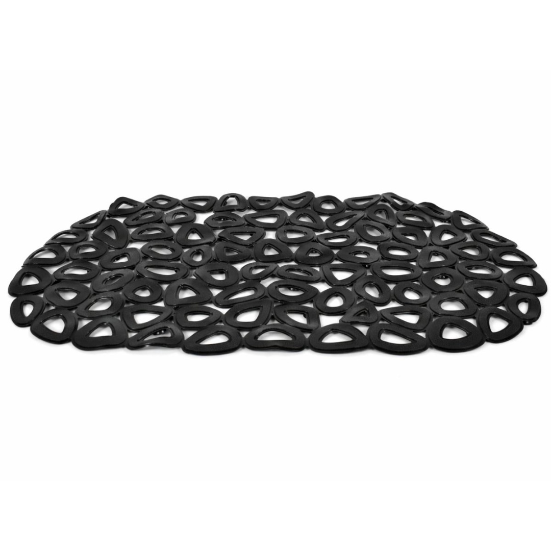 Alfombra de goma antideslizante para baño negra, 34 × 64 cm