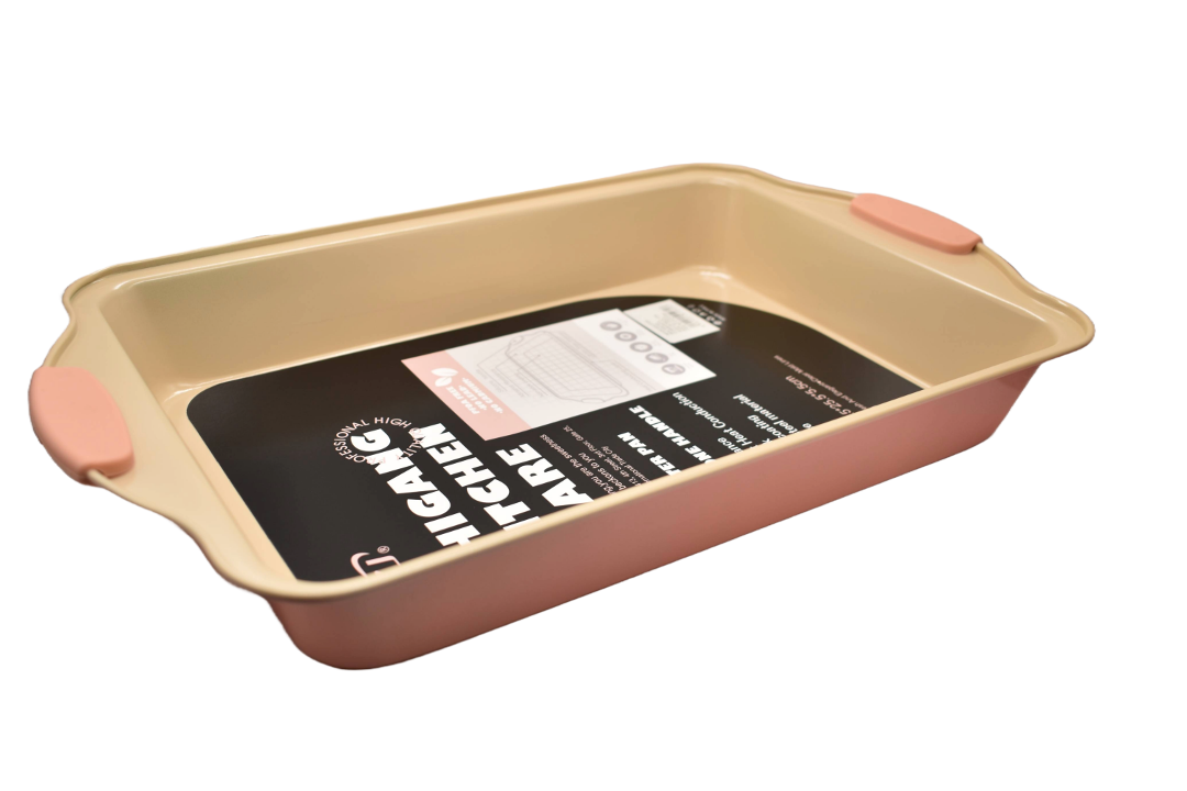 Asadera antiadherente con asas de silicona, 40 × 25 cm