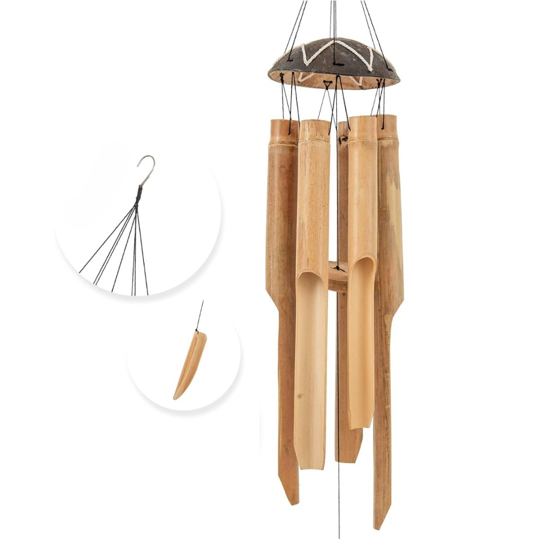 Adorno llamador de viento de madera, 85 cm