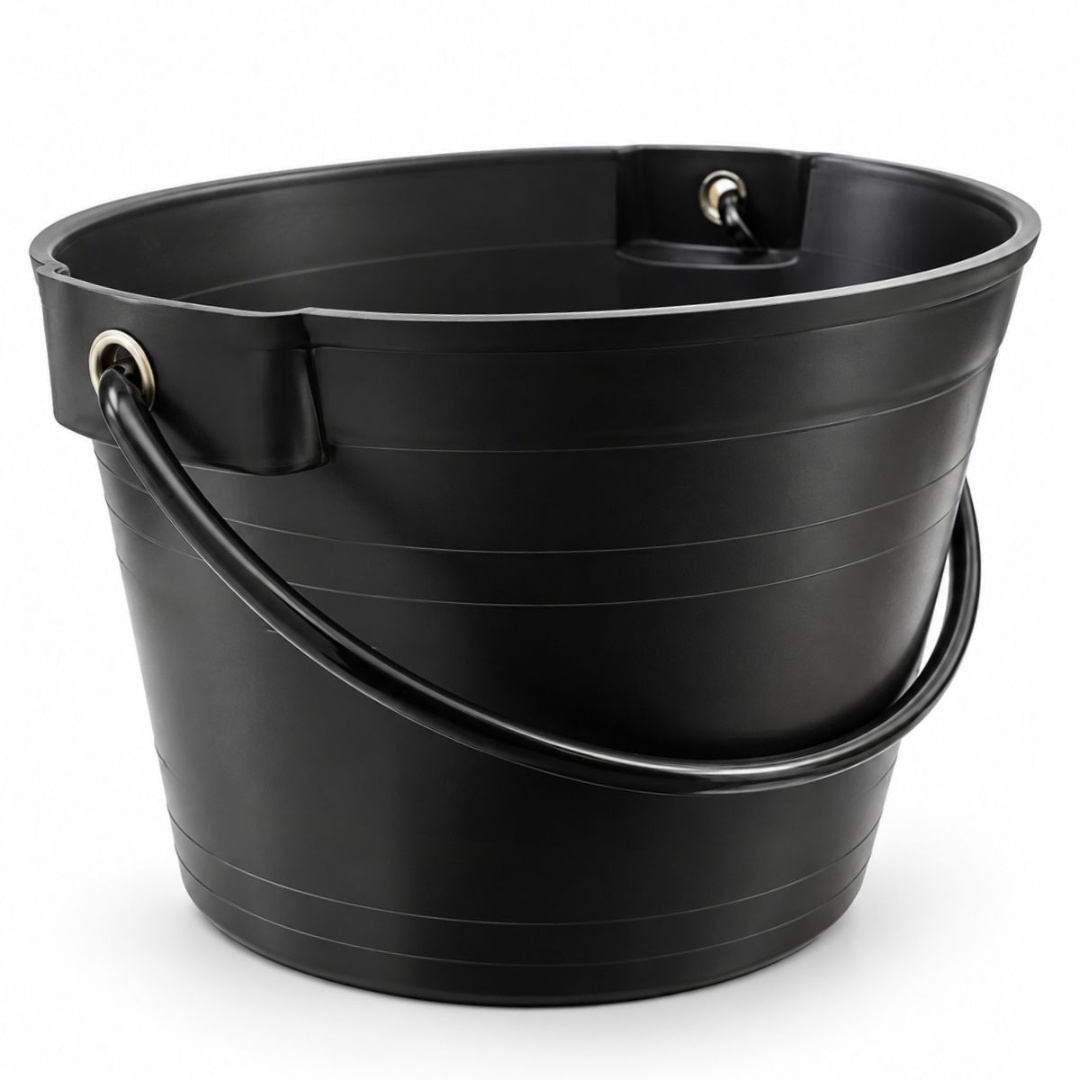 Balde de plástico negro con asa, 10 L