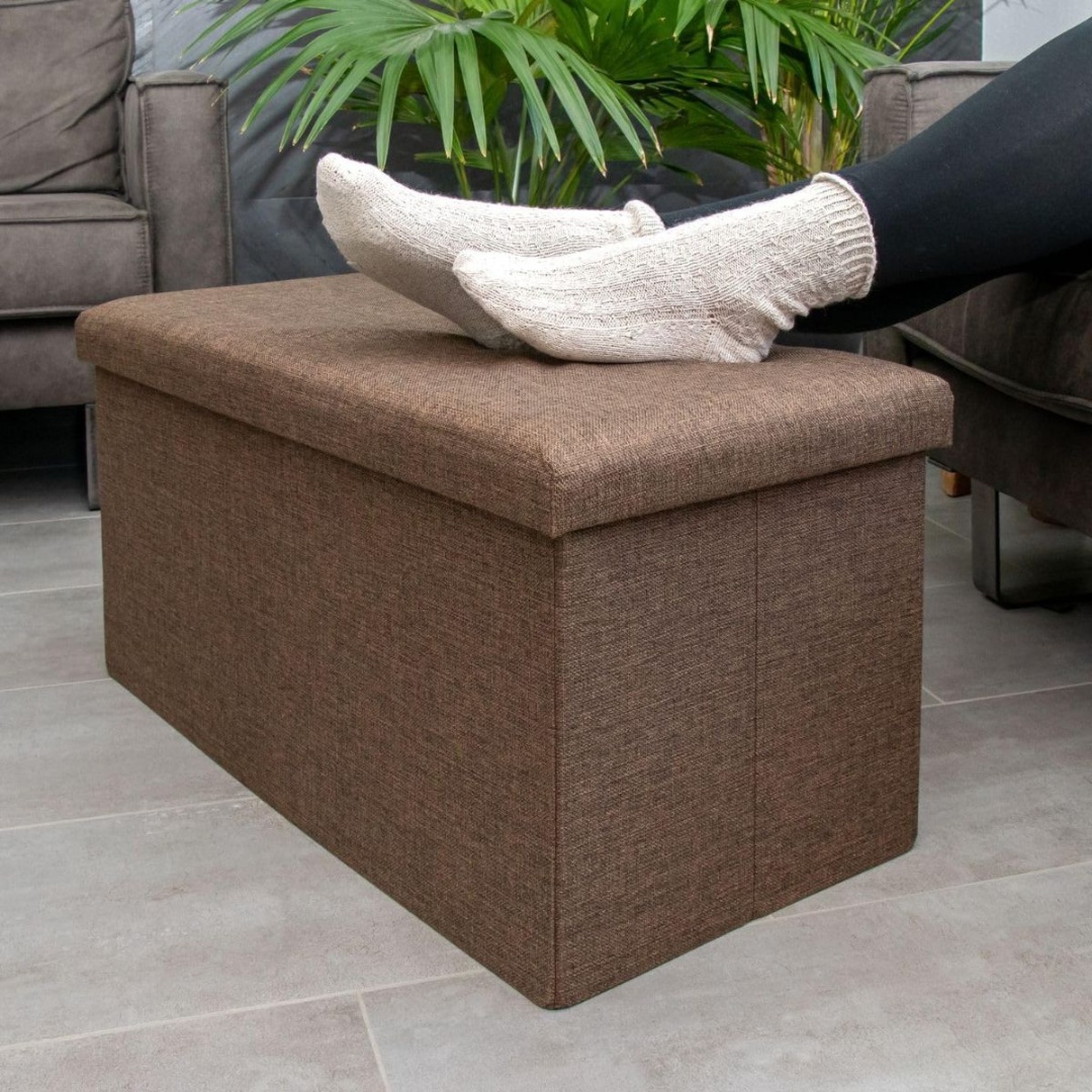 Banco puff baúl plegable marrón, 76 × 38 cm
