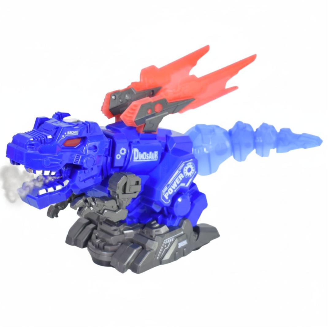 Dinosaurio robot con luz sonido y humo, azul
