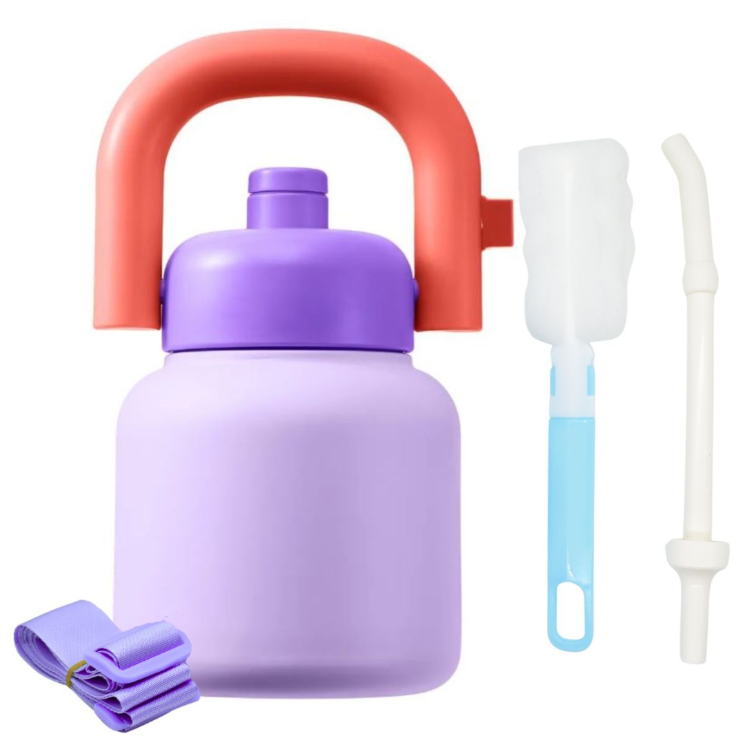 Botella térmica de acero inoxidable con pico y sorbito, lila, 1000 ml