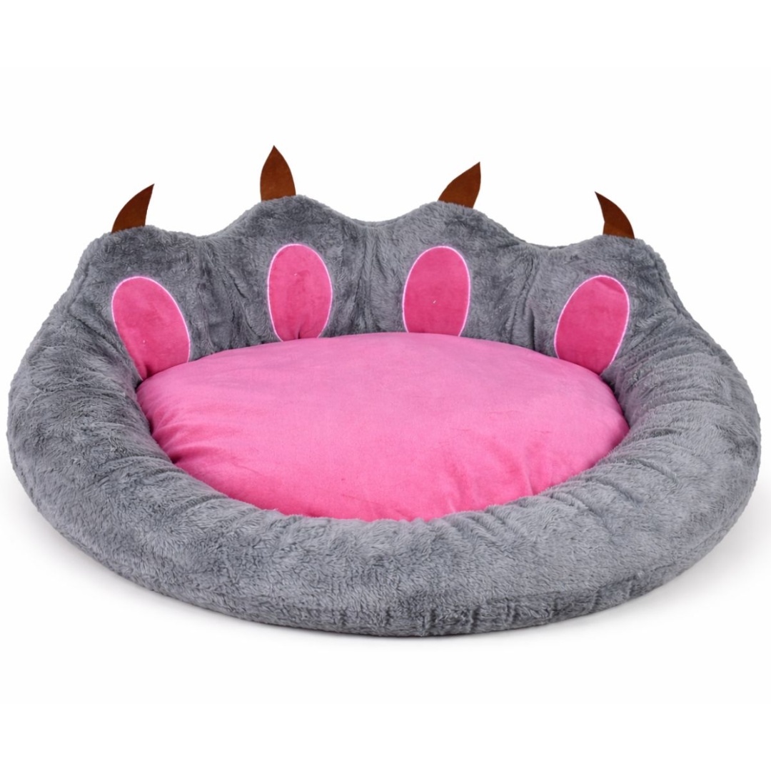 Cama para mascotas de felpa rosa y gris, 70 × 60 cm