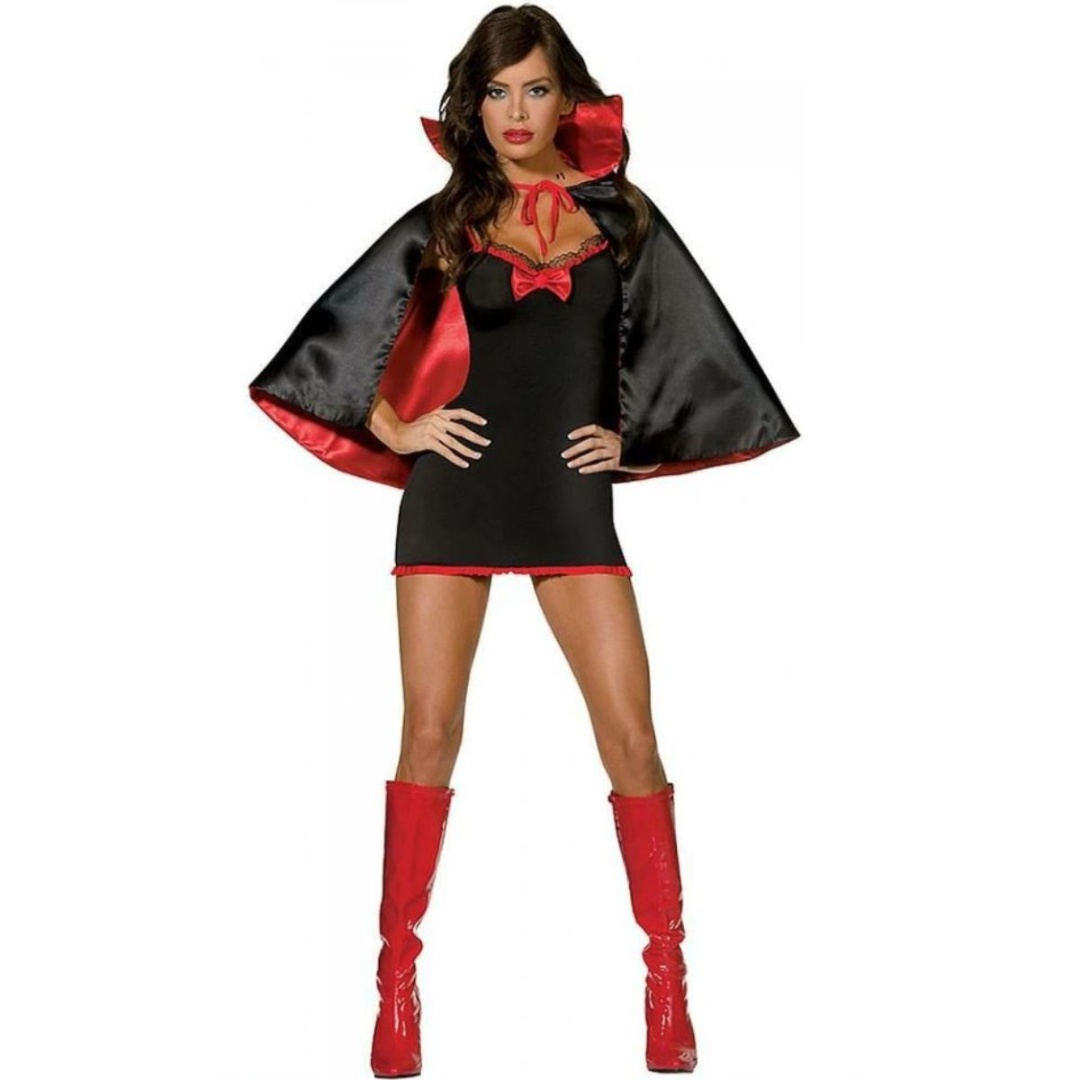 Disfraz de vampira para mujer con vestido y capa, talle XL