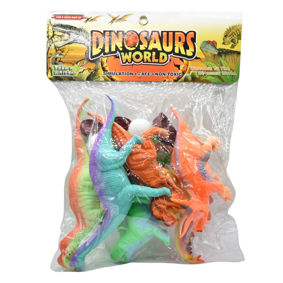 Set de dinosaurios de goma con chifle