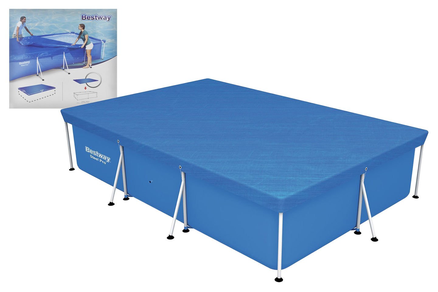 Cubre piscina rectangular Bestway para estructural, 264 × 174 cm