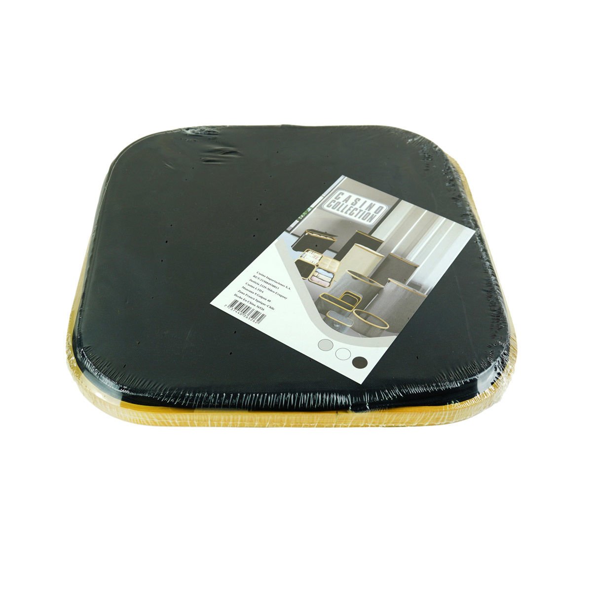 Canasto de tela plegable marco de madera cuadrado, 33 × 33 cm