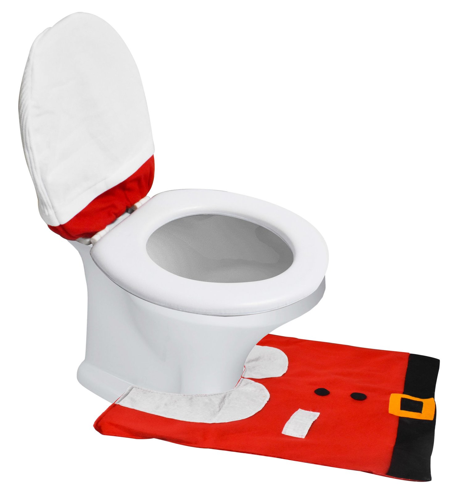 Alfombra baño set de 2 piezas con funda para tapa de inodoro navideño