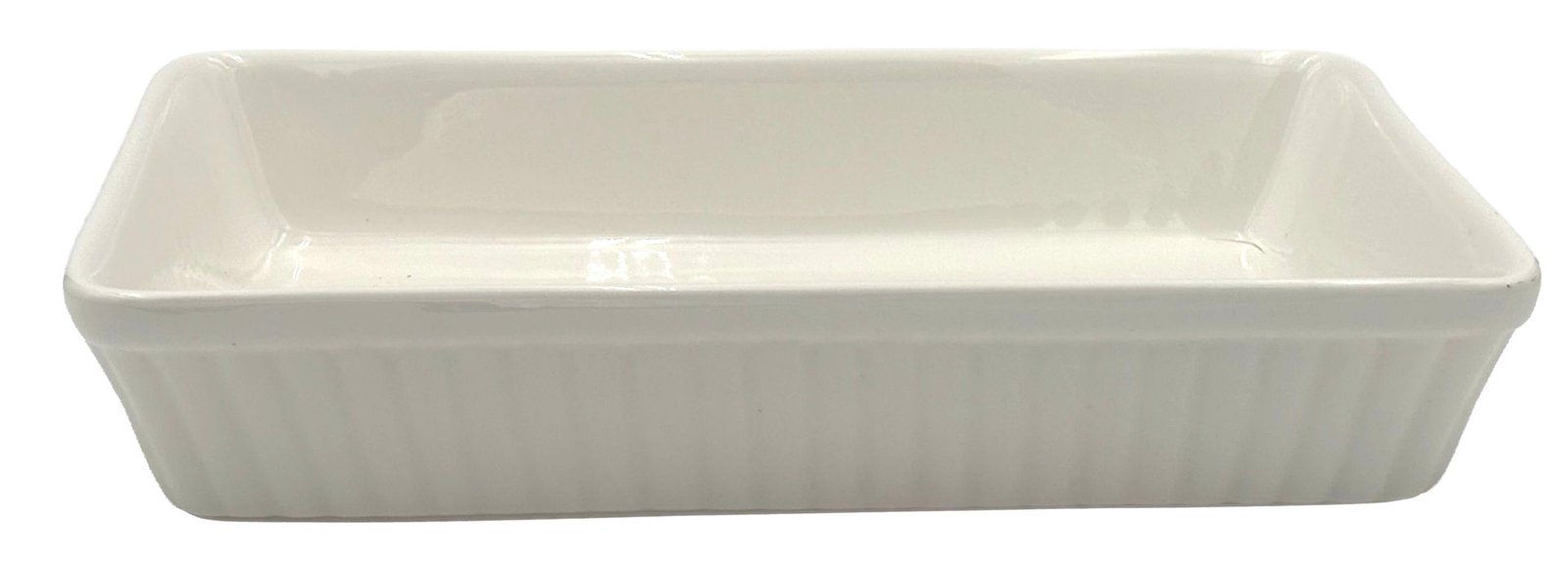 Fuente/asadera de cerámica blanca rectangular labrado, 31,5 × 21,5 cm