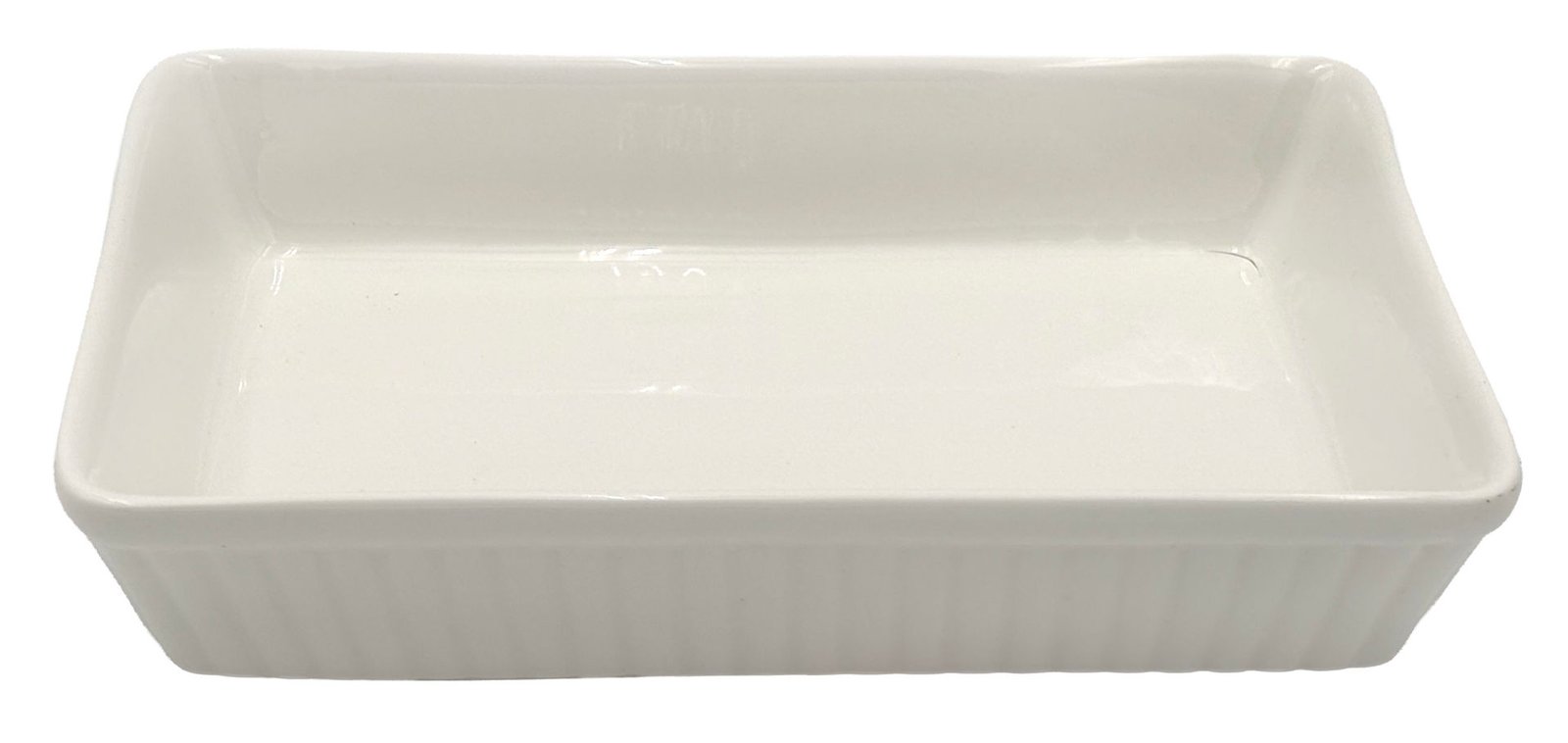Fuente/asadera de cerámica blanca rectangular labrado, 31,5 × 21,5 cm